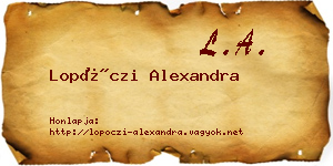 Lopóczi Alexandra névjegykártya